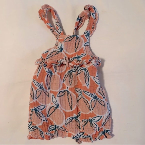 Like New Angel Dear | Baby Girl Peachy Muslin Cotton Romper - Picture 3 of 4